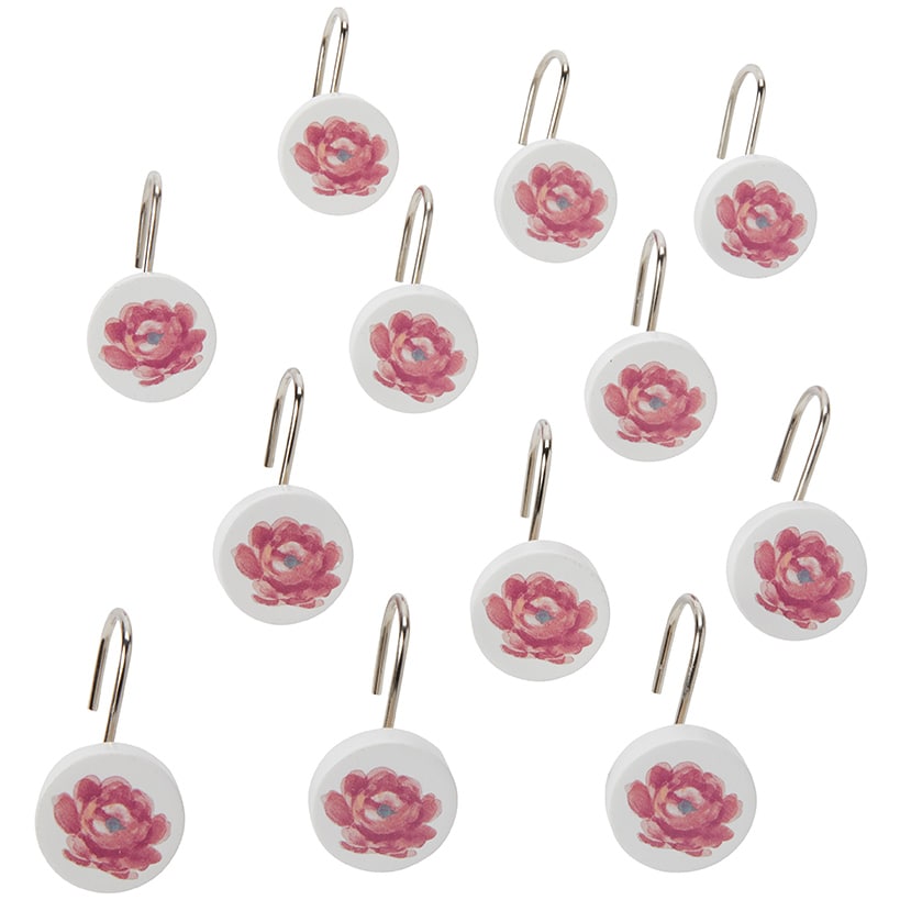 Climbing Floral Bath Set of 12 Shower Hooks