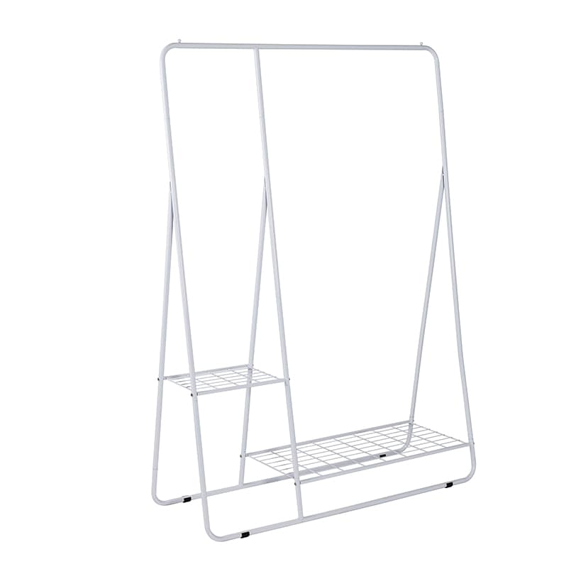 Clothing Rack with Shelves and Hanging Bar White