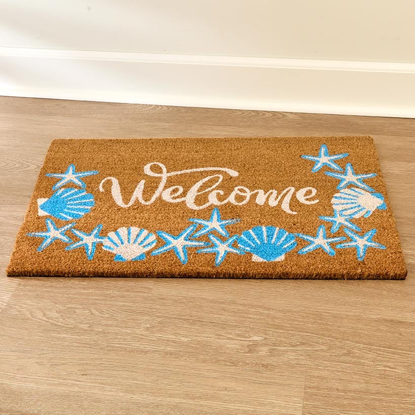 Coastal Themed Coir Outdoor Doormat#select-doormat_welcome-seashell