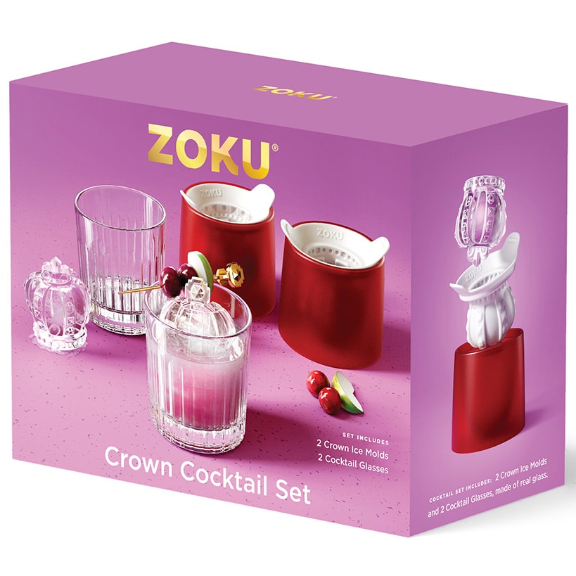Cocktail Glass and Crown Ice Mold Gift Set