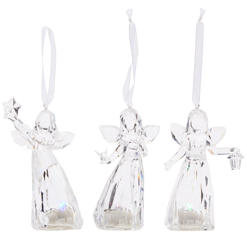 Christmas Angel Trio Ornament Set Color Changing