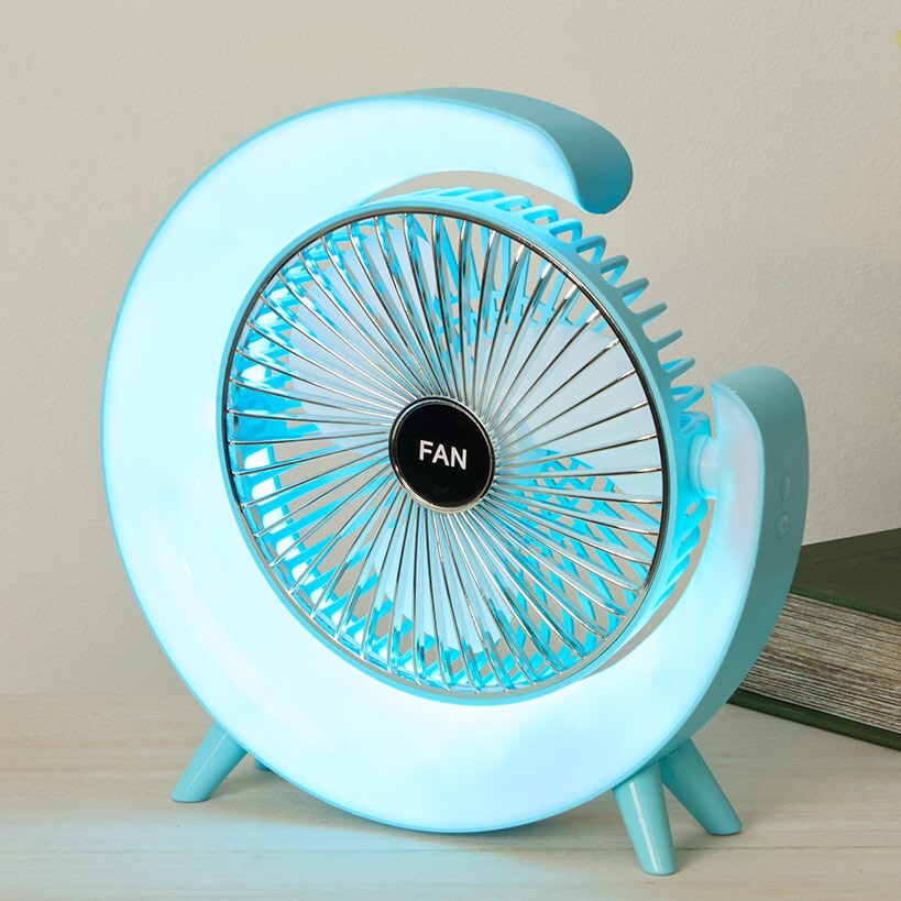 USB Rechargeable Desktop Fan With LED Lights