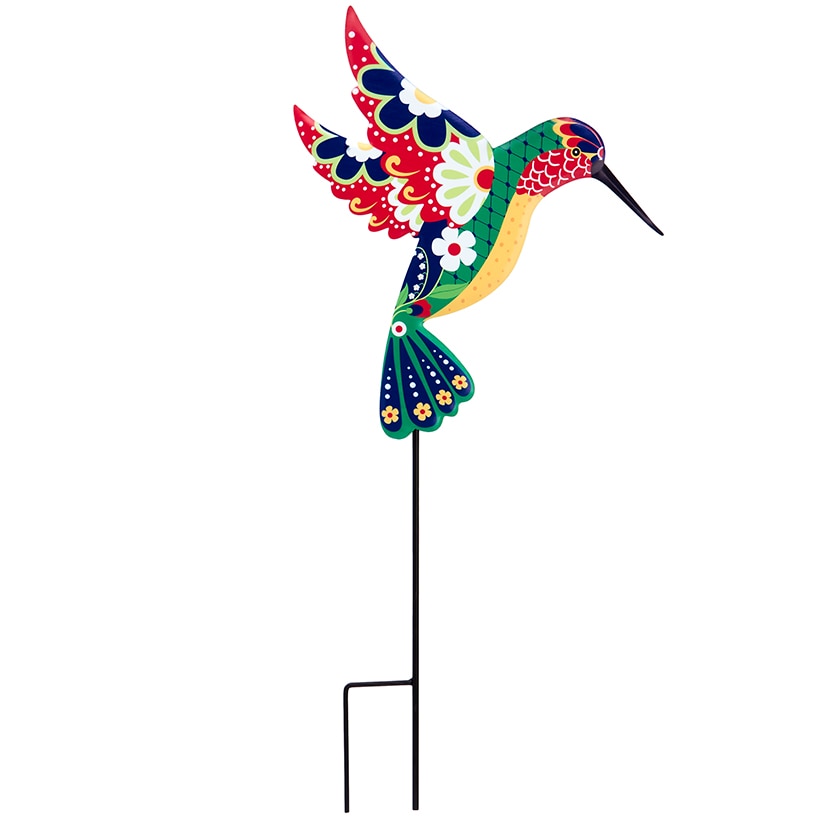 Talavera-Inspired Garden Stakes-Hummingbird, Dragonfly, and Butterfly