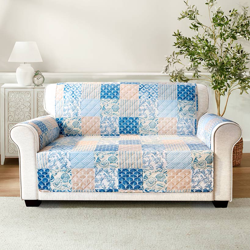 Coral Patch Reversible Sofa Quilted Furniture Cover