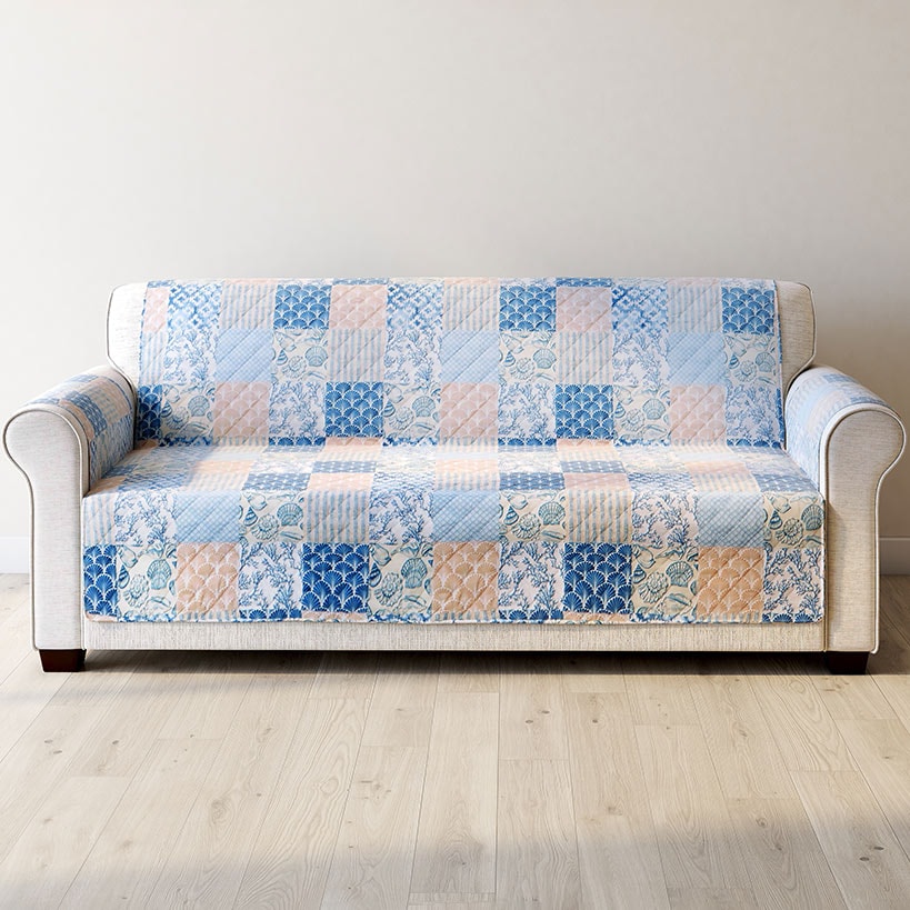 Coral Patch Reversible Sofa Quilted Furniture Cover