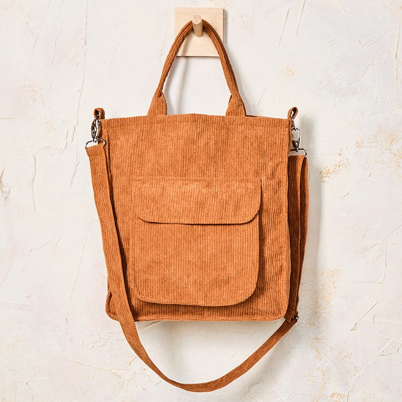 Women's Corduroy Crossbody Tote Bag