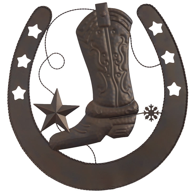 Cowboy Boot and Horseshoe Wall Art – Rustic Western Décor