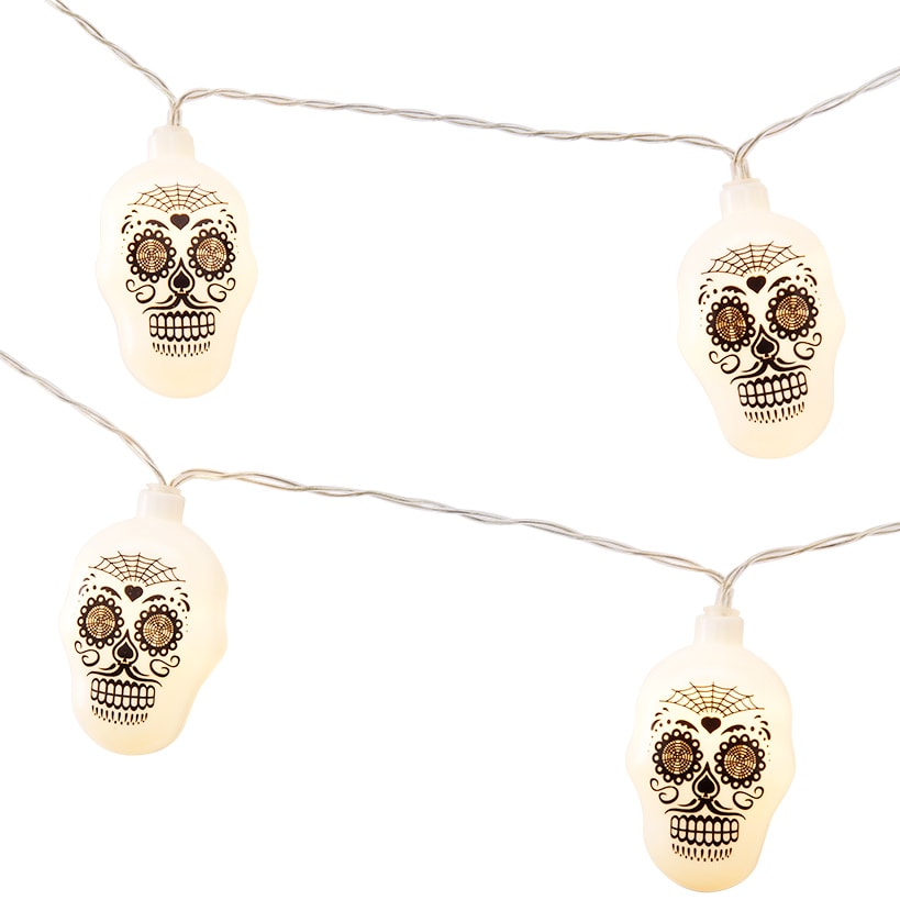 Day of the Dead Sugar Skull String Lights - Battery Operated