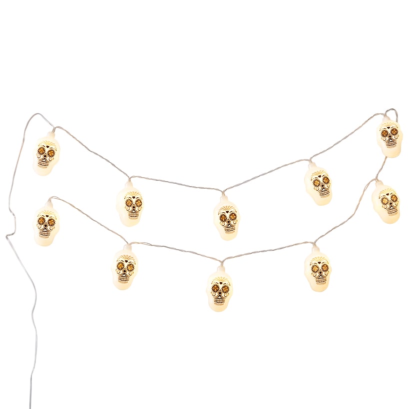 Day of the Dead Sugar Skull String Lights - Battery Operated