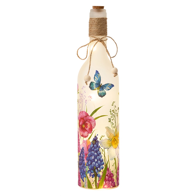 Decorative Lighted Bottles – Flowers Butterflies Bees and Hummingbirds