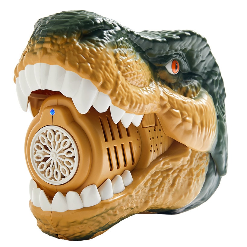 Dinosaur Bubble Machine - LED Light, Realistic Roaring, and Bubble Solution