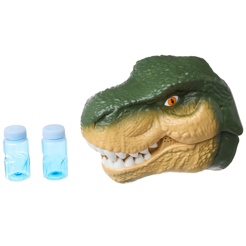 Dinosaur Bubble Machine - LED Light, Realistic Roaring, and Bubble Solution