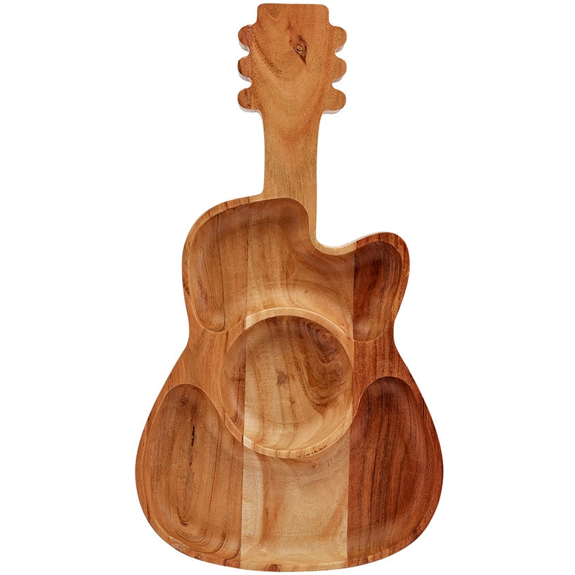 Dolly Parton 3-Section Acacia Wood Guitar Chip and Dip Platter