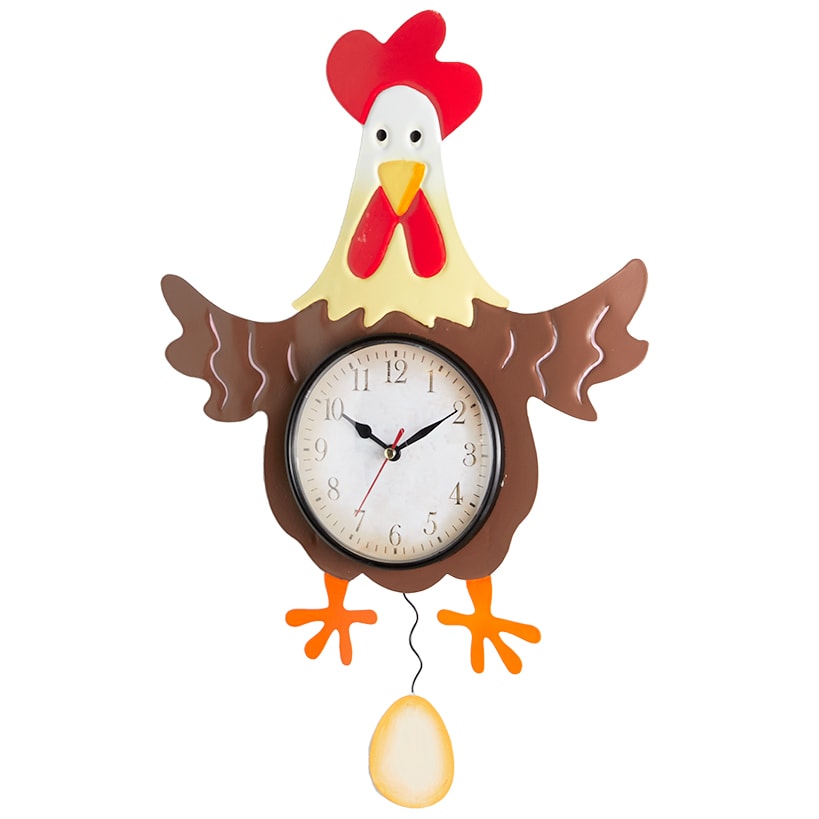 Clock Pendulum Country Theme Cow Pig Barn Rooster