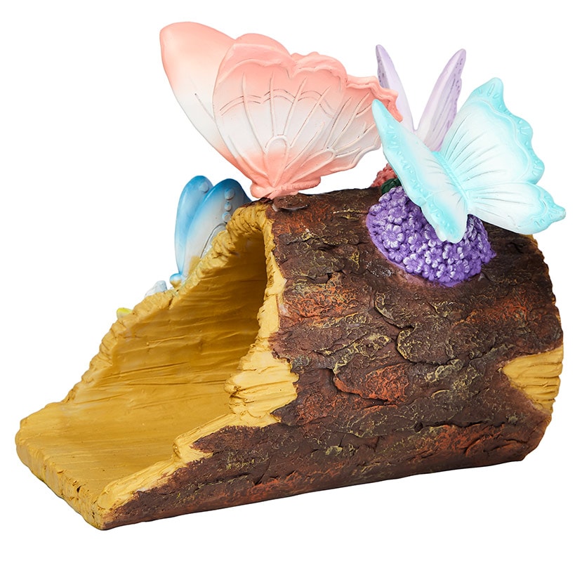 Down Spout Cover Wood Log With Butterflies Or Birds