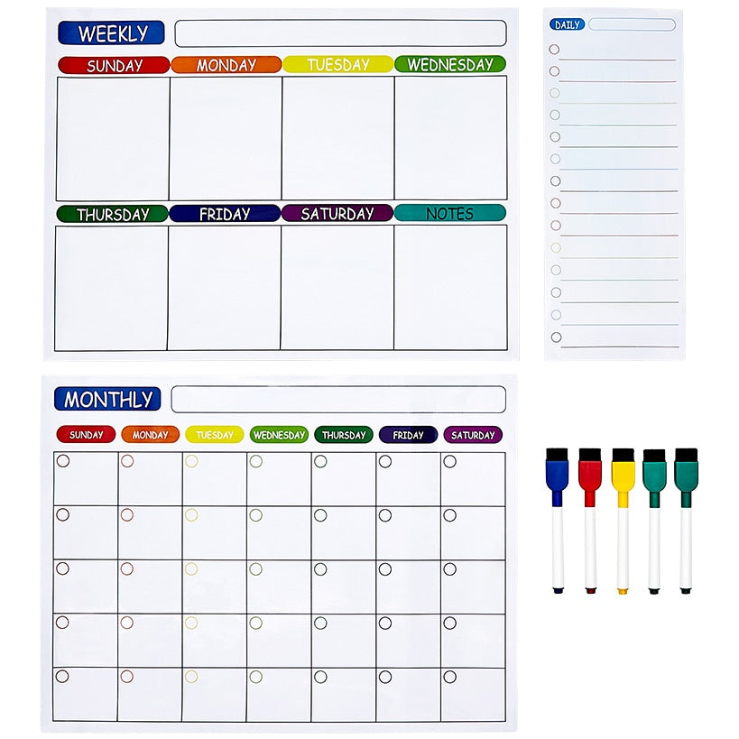 Magnetic Dry Erase Calendar for Fridge - Monthly & Weekly Calendar
