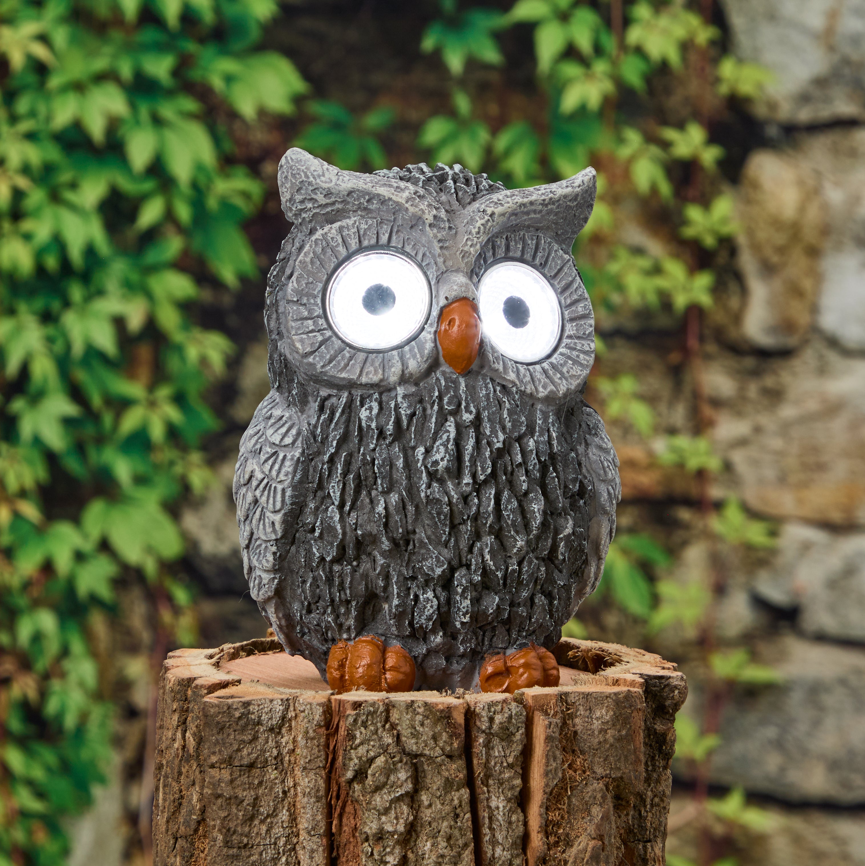 Owl Solar Eyed Garden Statue
