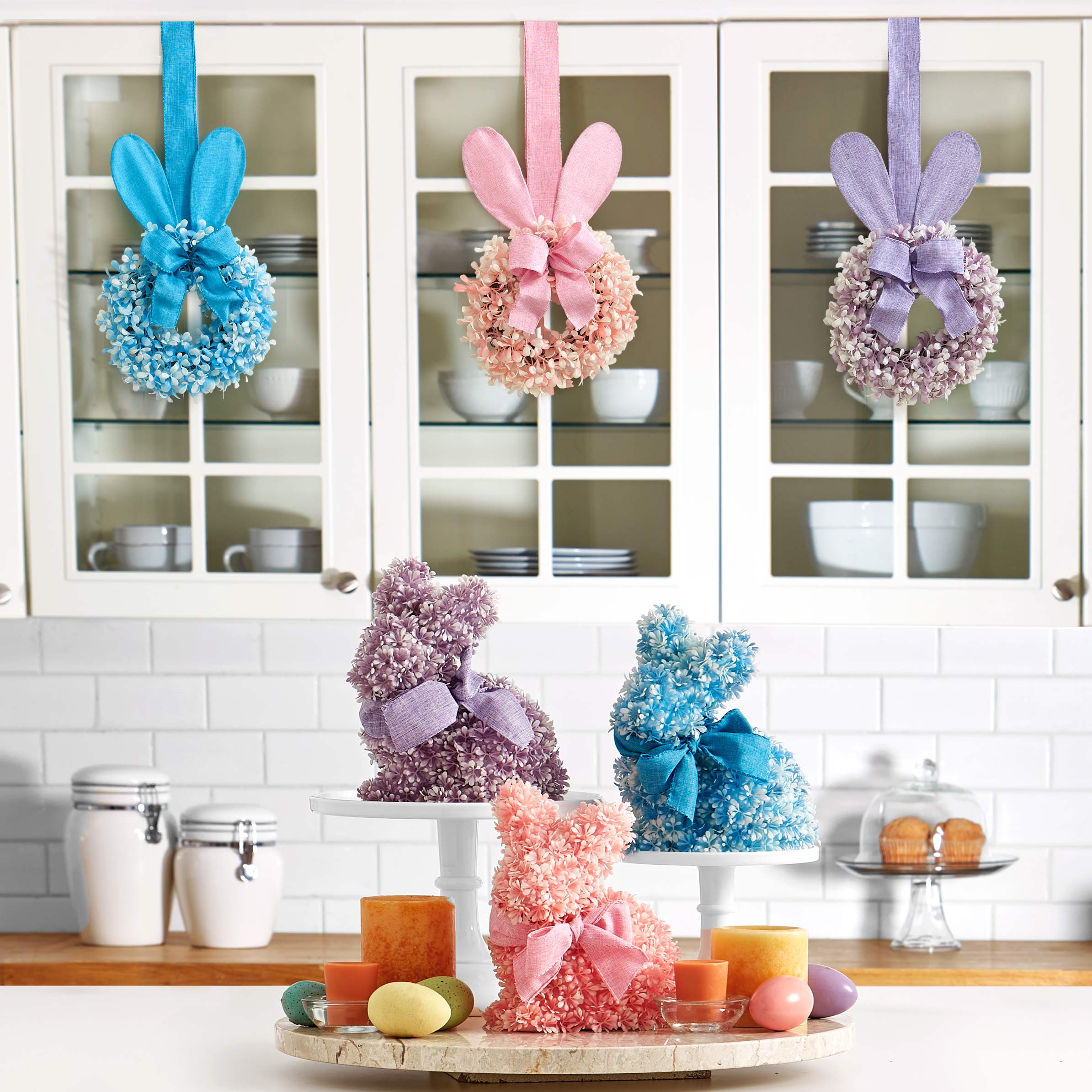 Easter Bunny Flower Figure - Blue, Pink, Or Purple