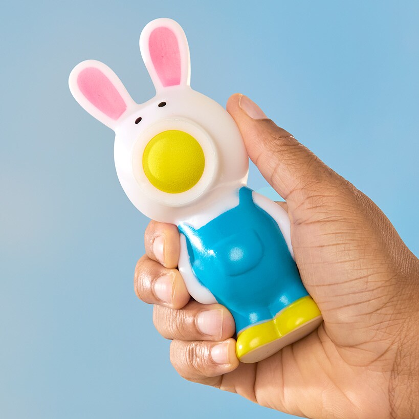 Easter Character Ball Popper Toy With 5 Foam Balls Bunny Or Chicken