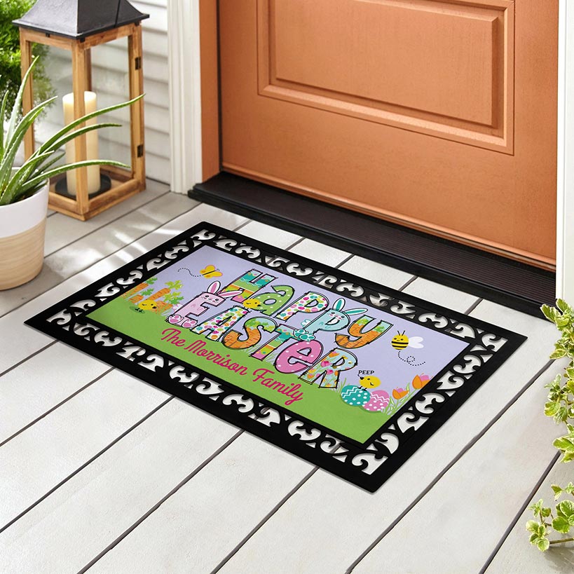 Personalized Easter Doormats with Rubber Frame