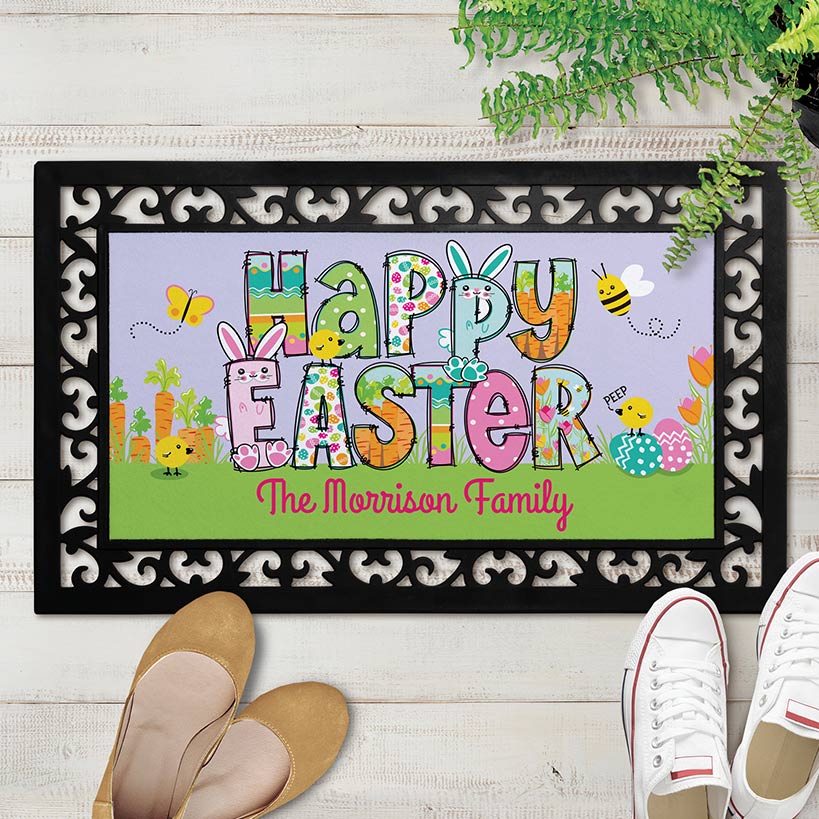 Personalized Easter Doormats with Rubber Frame