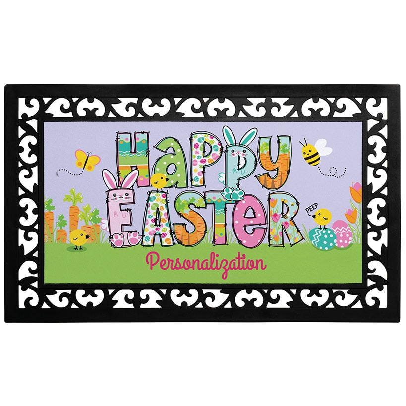 Personalized Easter Doormats with Rubber Frame