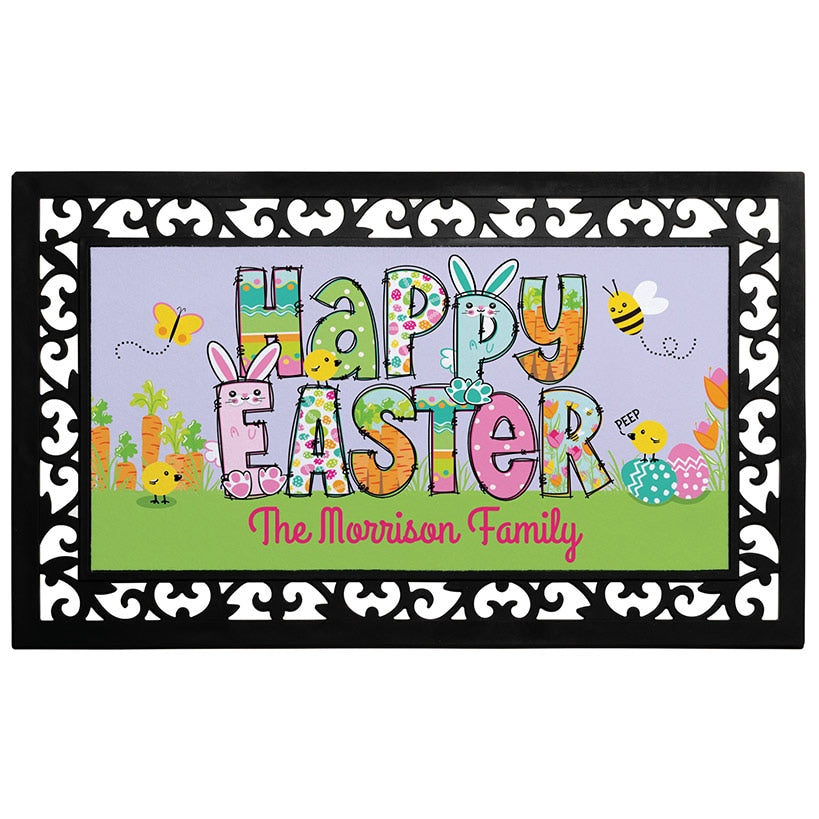 Personalized Easter Doormats with Rubber Frame