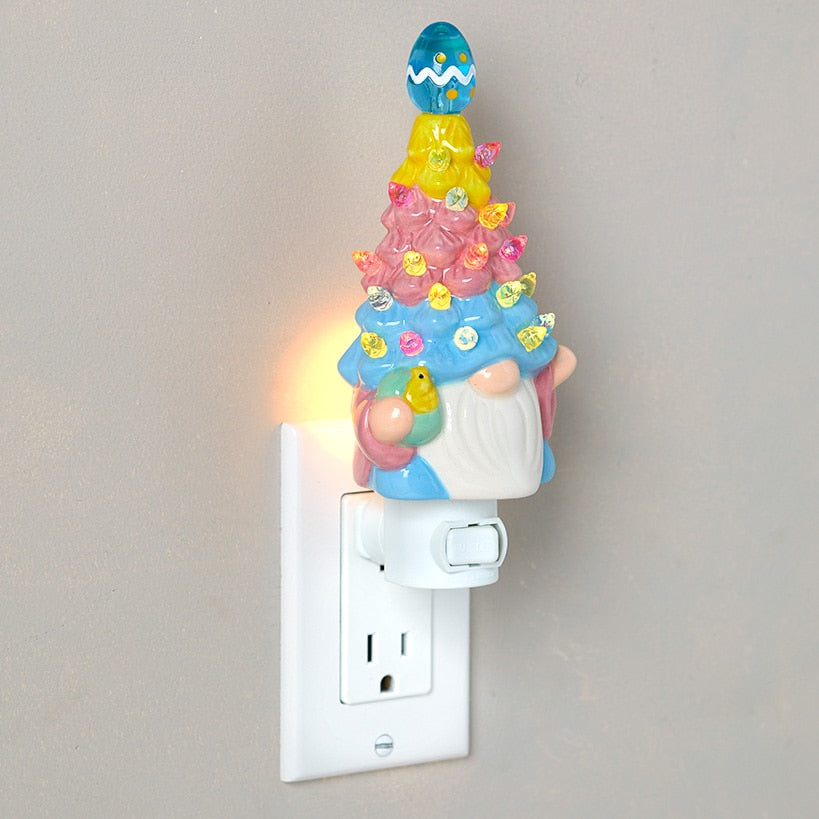 Lighted Easter Retro Gnome Tree Night Light
