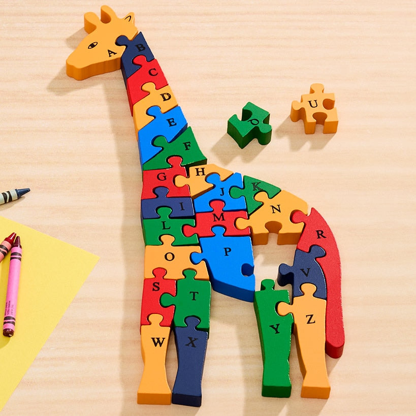 Kids' Learning Alphabet and Numbers Wooden Puzzle