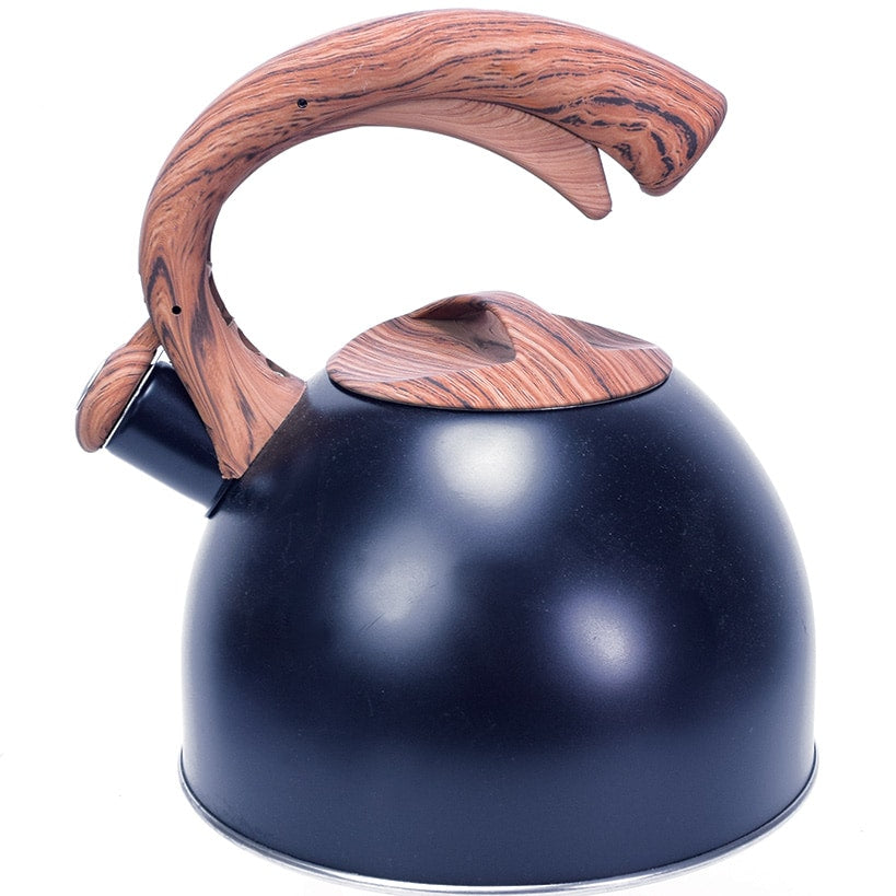 Elle Decor Whistling 3-Qt Tea Kettle Black Wood Handle
