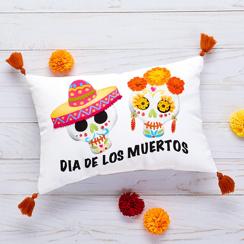 El Dia de Los Muertos Embroidered Decorative Pillow