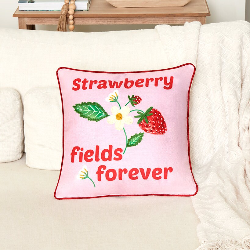 Strawberry Garden Embroidered Decorative Pillow#select-pillow_strawberry-fields