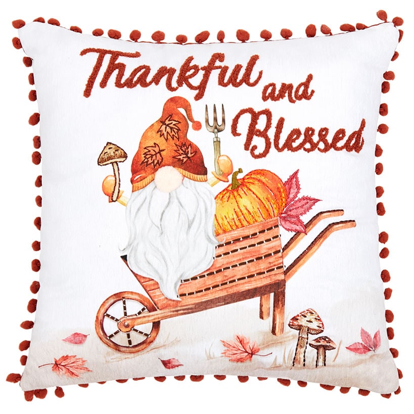 Thankful Gnomes Embroidered Accent Pillows