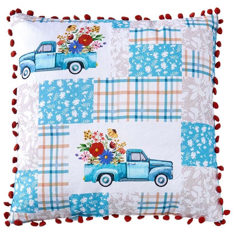 Spring Themed Embroidered Decorative Pillow