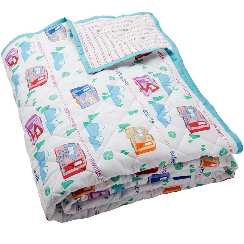 Vintage Camper Reversible Quilt, Sham, or Accent Pillow