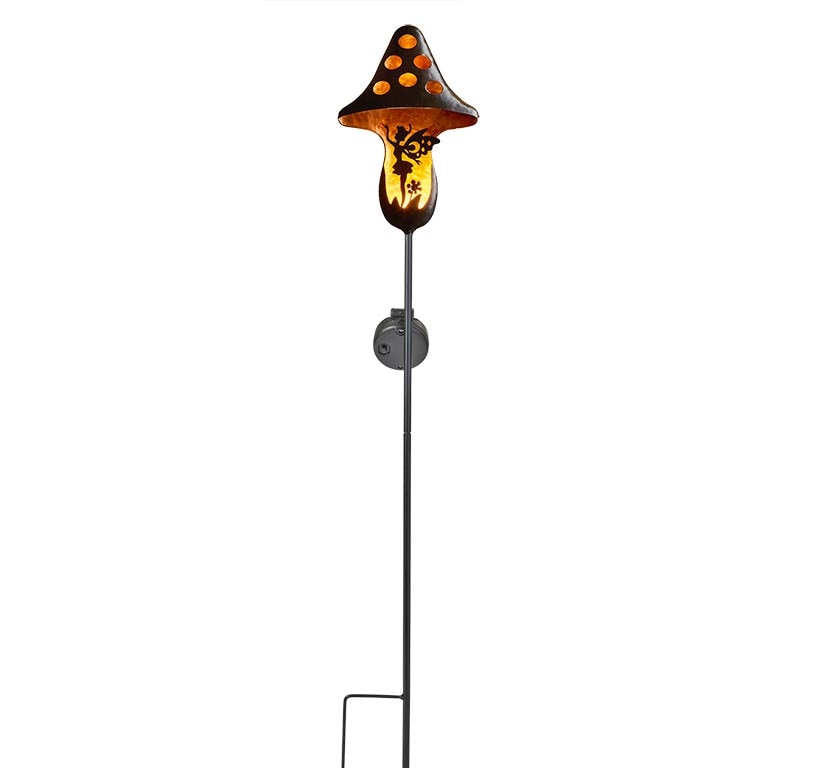Solar Mushroom Stake With Fairy Accent