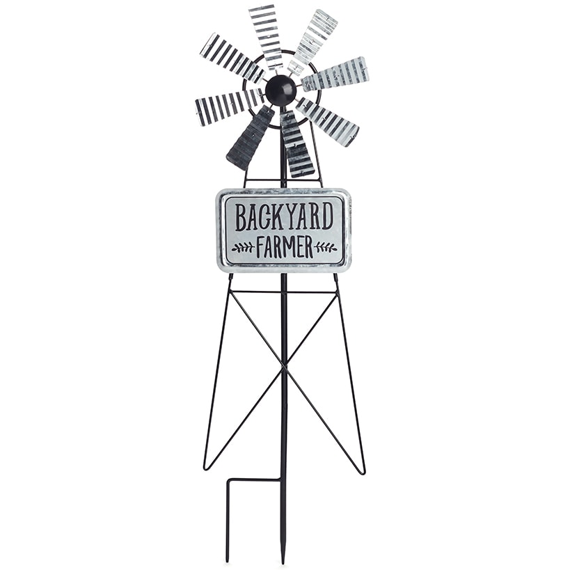 Wind Spinner Stake 32 Inch Height With Welcome or Backyard Farmer Sign