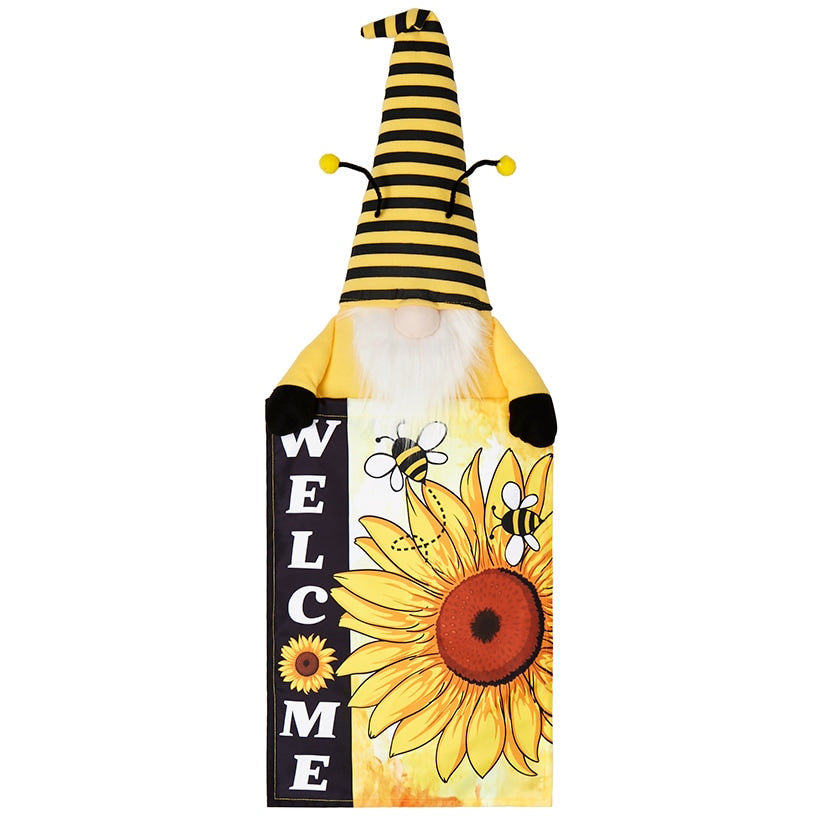 Welcome Fence Flags Ladybug Gnome and Bee Gnome Decorations