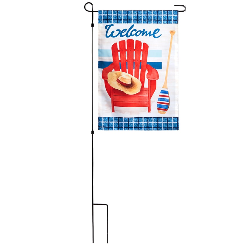 Nature-Themed Welcome Garden Flag With Stake – Turtle or Beach Chair