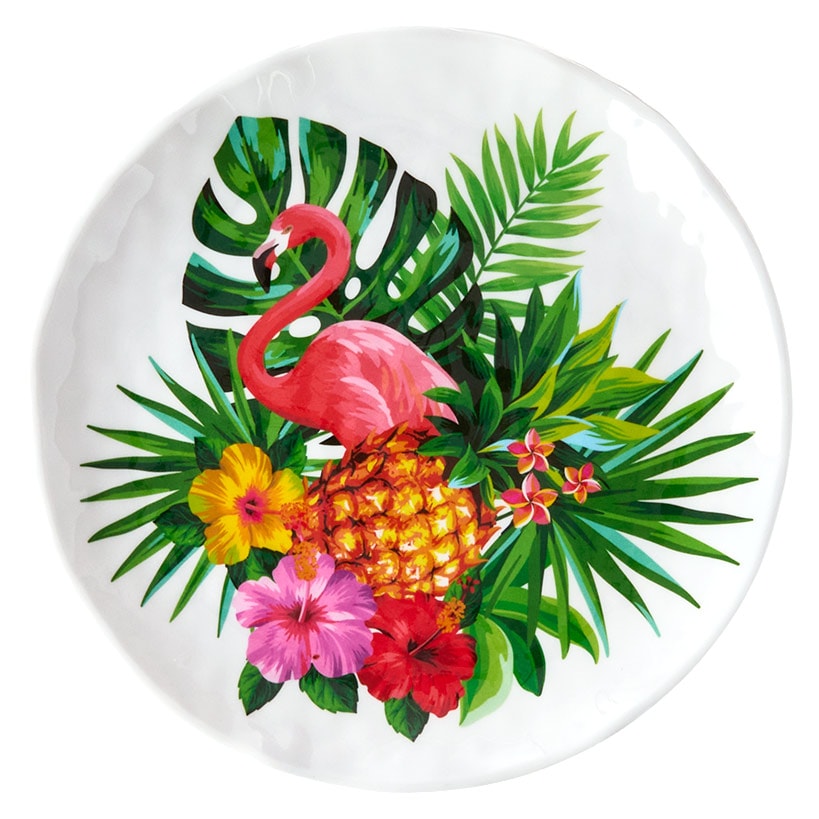 Flamingo in Paradise Tableware - Set of 4 Melamine Dessert Plates