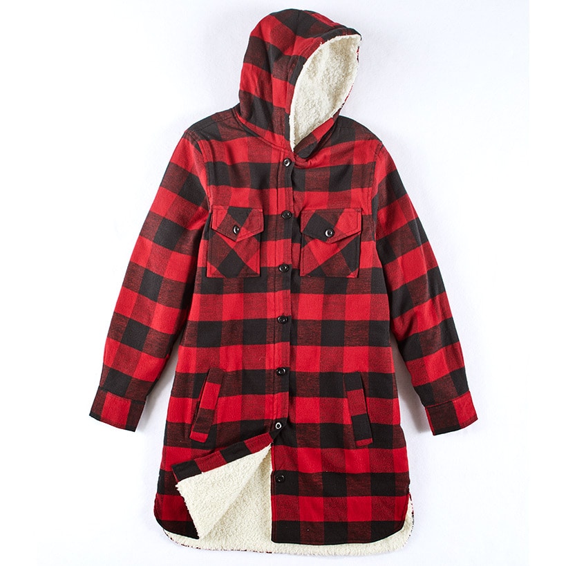 Sherpa-Lined Flannel Boyfriend Jackets