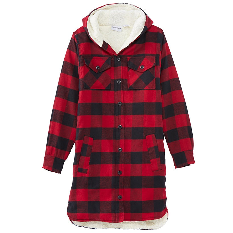 Sherpa-Lined Flannel Boyfriend Jackets