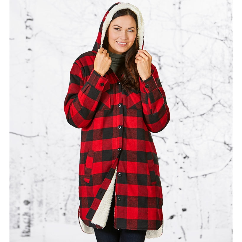 Sherpa-Lined Flannel Boyfriend Jackets