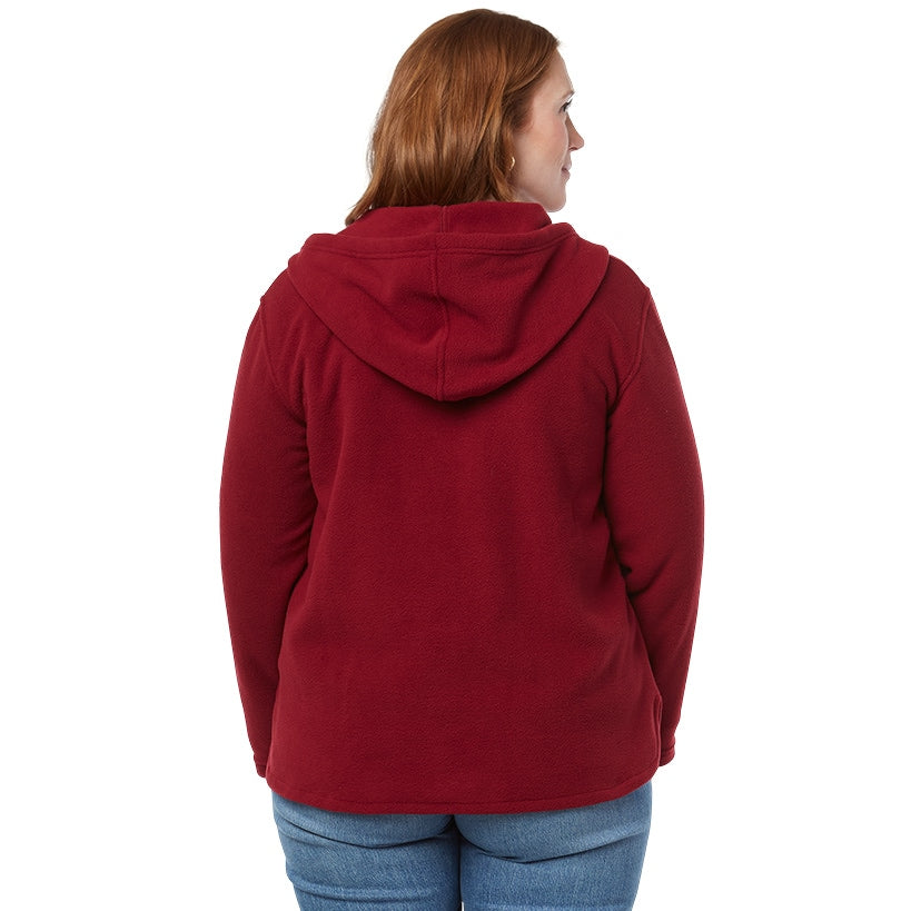 Women's Button-Up Fleece Jacket with Hood