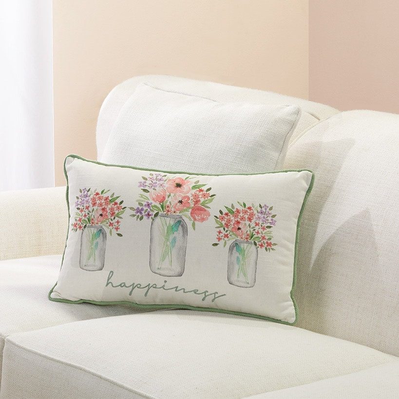 Springtime Floral Bouquet Accent Pillow
