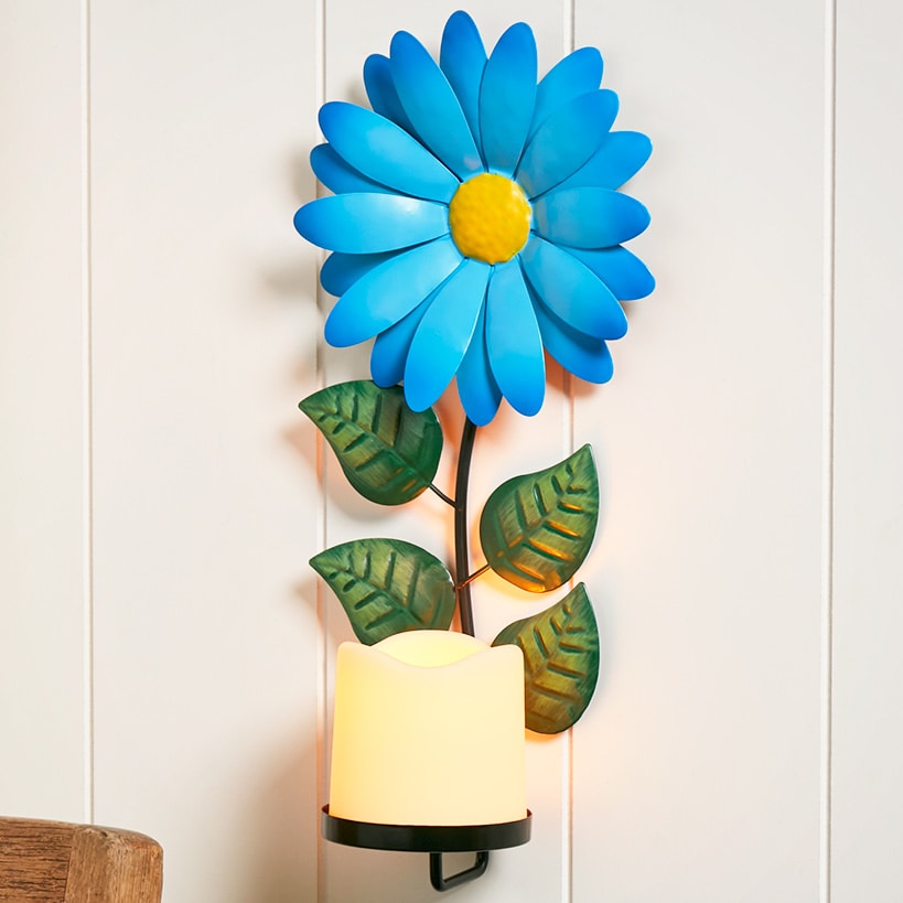 Sconce Flower LED Candle In Daisy Forget Me Not Hibiscus Or Sunflower