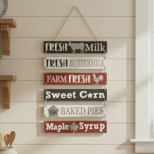 Farm Fresh Wall Décor Collection – Hanging Sign or Rustic Wall Clock