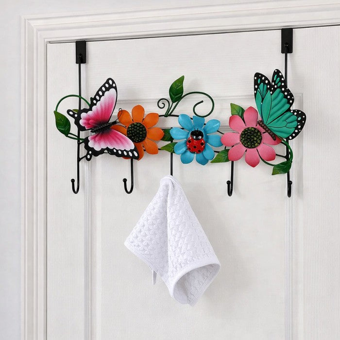 Butterflies and Flowers Metal Over-the-Door Organizer Bathroom Bedroom Closet