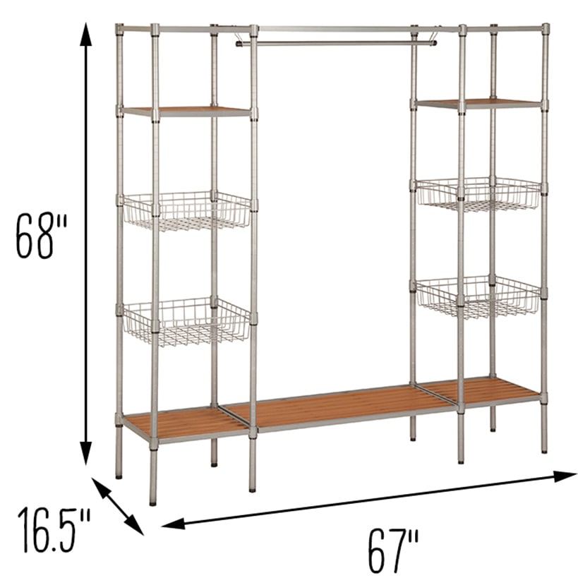 Freestanding Closet With Garment Bar and Shelves