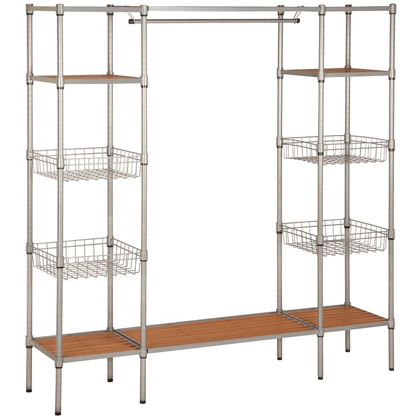 Freestanding Closet With Garment Bar and Shelves